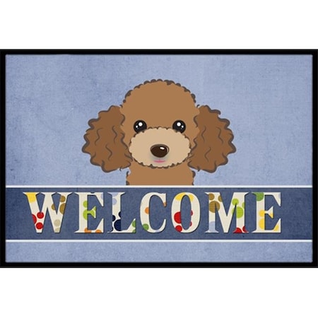 Carolines Treasures Carolines Treasures BB1442JMAT Chocolate Brown Poodle Welcome Indoor & Outdoor Mat; 24 x 36 in. BB1442JMAT